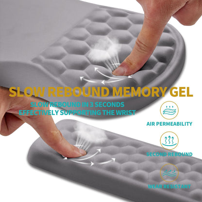 Hokafenle 2 in 1 Ergonomic Mouse Pad Wrist Support & Wrist Rest for Computer Keyboard Set, with Relieve Carpal Tunnel Pain Massage Bulge and Full Memory Gel Design (2In1 Set, Black)