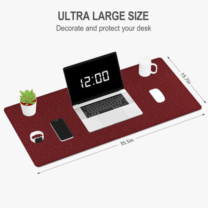 Auhoahsil Felt Desk Mat, Minimalist Large Mouse Pad XXL 35.5 x 15.7 in, Desk Matt for Desktop, Keyboard, Laptop, Computer, Office, Work from Home, Gaming, White