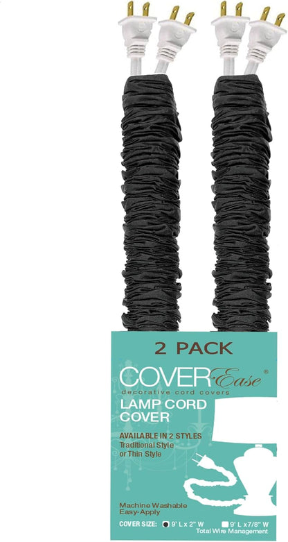 Cream COVEREase Lamp Cord Cover 9 ft Faux Silk Fabric Cover - Cable Sleeve, Wire Cover, Cord Hider for Cable Management for Electrical Lighting Fixtures. (1 PK)