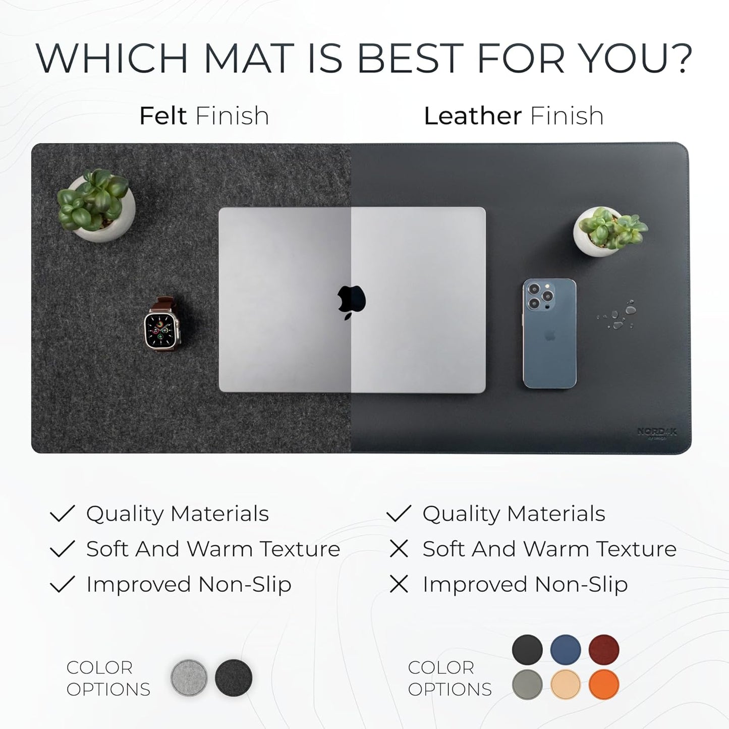 Nordik Large Felt Desk Mat – Stone Oat Beige – 35 x 17 inch – Computer Desk Mat – Keyboard and Mouse Pad – Large Desktop Felt Pad