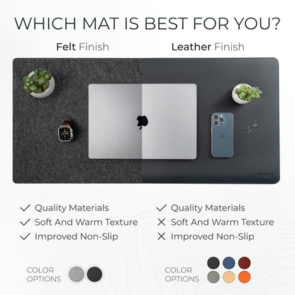 Nordik Large Felt Desk Mat – Stone Oat Beige – 35 x 17 inch – Computer Desk Mat – Keyboard and Mouse Pad – Large Desktop Felt Pad