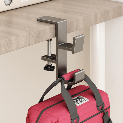 Desk Hook for Bag, Purse Hook for Table, Under Desk Handbag Hanger, Aluminum Backpack Holder, Desk Mount Hook for Umbrellas, Headphone, Cream