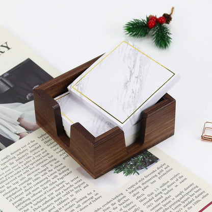 MultiBey Walnut Wood Sticky Notes Holder for Desk, 4x6 Inch Self -Sticky Note Memo Holder, Wooden Sticky Note Dispenser Office Desk Organizer for Dorm Room Office Home School (S)