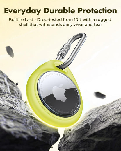 UNBREAKcable AirTag Holder for Apple - 4 Pack Air Tag Case [Professional Carabiner] [Waterproof] [Shockproof] TPU AirTag Keychain for Kids, Pets, Keys, Luggage, Backpacks