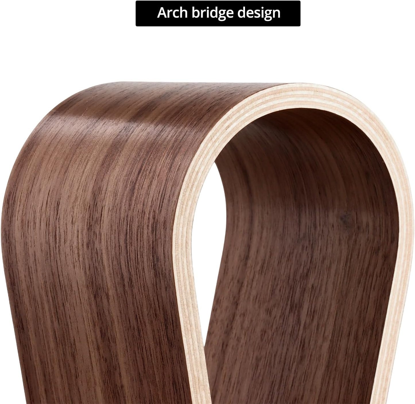 QWORK Wood Headphone Stand - Headset Holder, Arch Bridge Design - Universal Compatibility, Ear Headphones Hanger Holder, Stylish Desk Headset Holder for Headphones, Cables, Game Pads, QS32269