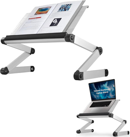 Uncaged Ergonomics Adjustable Book Holder, Tablet & Laptop Stand, Aluminum Portable Reading Stand for Textbooks & Cookbooks, Recipe Holder for Kitchen Counter, Black