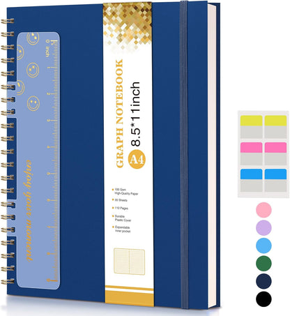 Dotted Notebook, Spiral Notebook Journal 8.5” x 11”, A4 Large Dot Grid Notebooks for Women Men, 100 GSM Dotted Paper, Plastic Hardcover Spiral Bullet Journals for Work School Sketching, Green