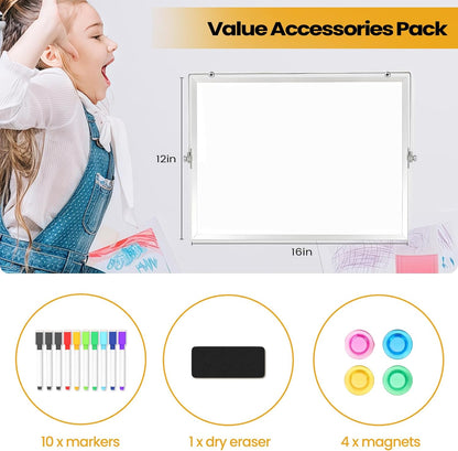 Desktop Whiteboard with Stand, 16" x 12" Double-Sided Dry Erase Board with Stand, Portable Stand White Board for Office, Home, School