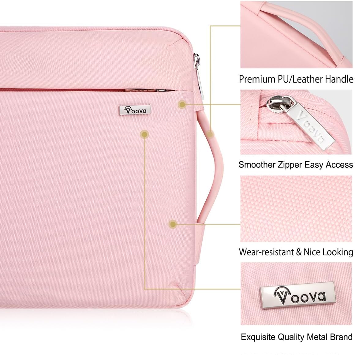 Voova Laptop Sleeve Case 15.6 16 Inch with Handle, 360° Protective Waterproof Slim Computer Bag Cover Compatible with MacBook Pro M2/M3/M4 16, HP Acer Lenovo Yoga ThinkPad Asus Laptop, Grey