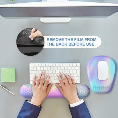 Mouse Pad with Wrist Rest, Comfortable Keyboard Wrist Rest, Memory Foam Wrist Rest for Computer Keyboard, Ergonomic Mouse Pad Set for Easy Typing & Pain Relief for Office Black