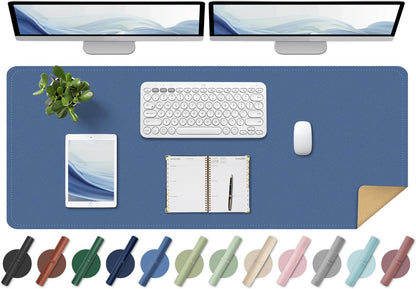 Non Slip Desk Mat, 31.5" x 15.7" PU Leather Desk Pad, Cork Desk Mat for Desktop, Desk Pad for Keyboard and Mouse, Ideal for Office and Home, Black