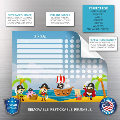 Dry Erase Whiteboard Task & Habit Tracker | Removable and Restickable Adhesive Decal | Fine-Tip Magnetic Marker Included | 9” x 12”