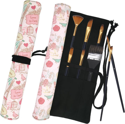 Funny live Paint Brush Holder Art Supplies, Artist Brush Holder & Art Supply Storage Organizer Roll-Up Case Bag, Protect Acrylic Oil Watercolor Paintbrushes (Peony-20 Slot Pockets)