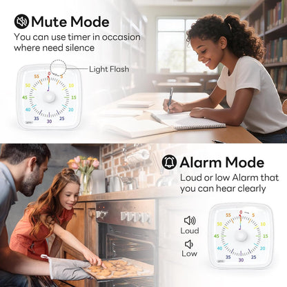 Yunbaoit Visual Timer with Night Light, 60-Minute Countdown Timer for Kids and Adults, Silent Classroom Timer, Time Management Tool for Home, School, or Work (Light Blue)