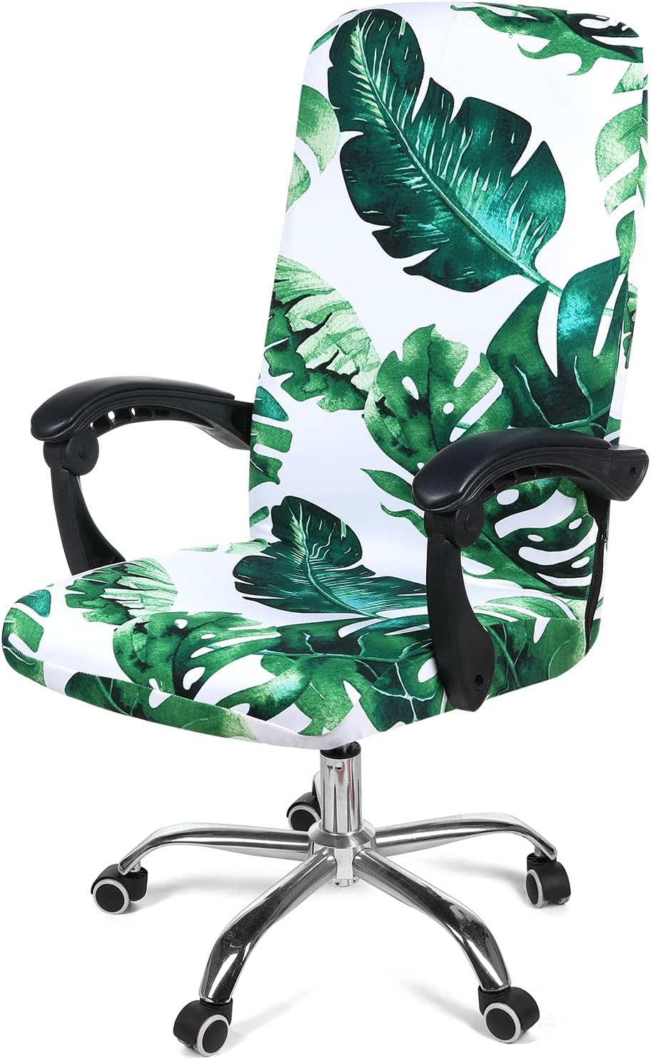 Smiry Stretch Printed Office Chair Armrest Covers, 2 Pcs Soft Fit Removable Washable Computer Desk Chair Arm Covers Protector, Black
