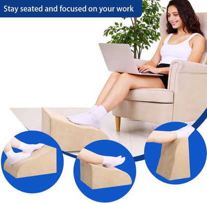 Foot Rest for Under Desk at Work, Ergonomic Under Desk Footrest with Washable Cover for Office, Home & Gaming Leg Elevation Pillow Blue