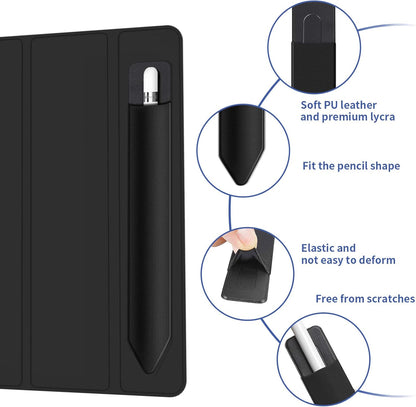2 Pack Pencil Holder for Apple Pencil 1st 2nd Generation, YUOROS Adhesive Pencil Sleeve for iPad iPad 9th/8th Gen, Tablet Stylus Surface Pen (Black, Black)