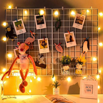 Wall Grid Silver Wire Photo Grid Panels Desk Wall Organizer Metal Memo Board, 25.6" x17.7, 2 Pack