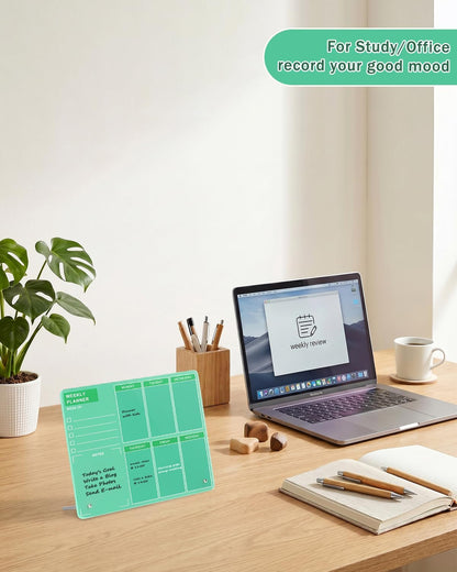Desktop Thickened Acrylic Dry Erase Board, Weekly White Board with to Do List, Tabletop Whiteboard with Stand, Frameless Dry Erase Pink White Board，9.5"x6.7" for Office, Home, School(Desktop-PK-1724)