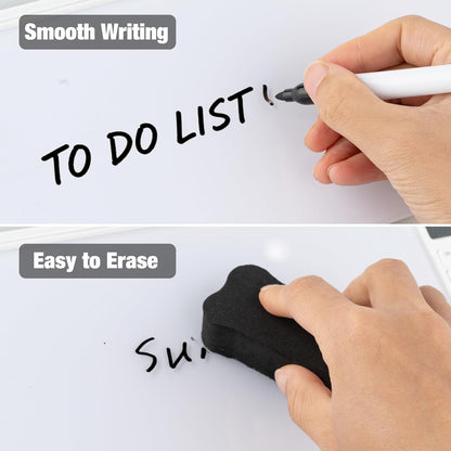 Glass Desktop Whiteboard 15.8×7”, Dry Erase Note Memo Board, Desk Organizer with Storage for Office, Home, Study, Black