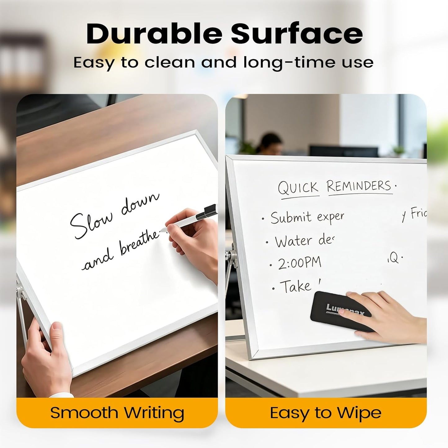 Desktop Whiteboard with Stand, 16" x 12" Double-Sided Dry Erase Board with Stand, Portable Stand White Board for Office, Home, School