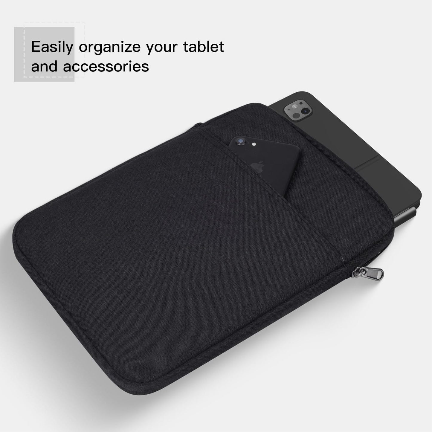 Tablet Sleeve for 2026 iPad A16, 11 inch iPad Air M4 M3 M2, Pro M5, Amazon Fire Max 11 Tablet/Kindle Fire HD 10/10 Plus, Galaxy Tab A9+ Plus Bag, Black