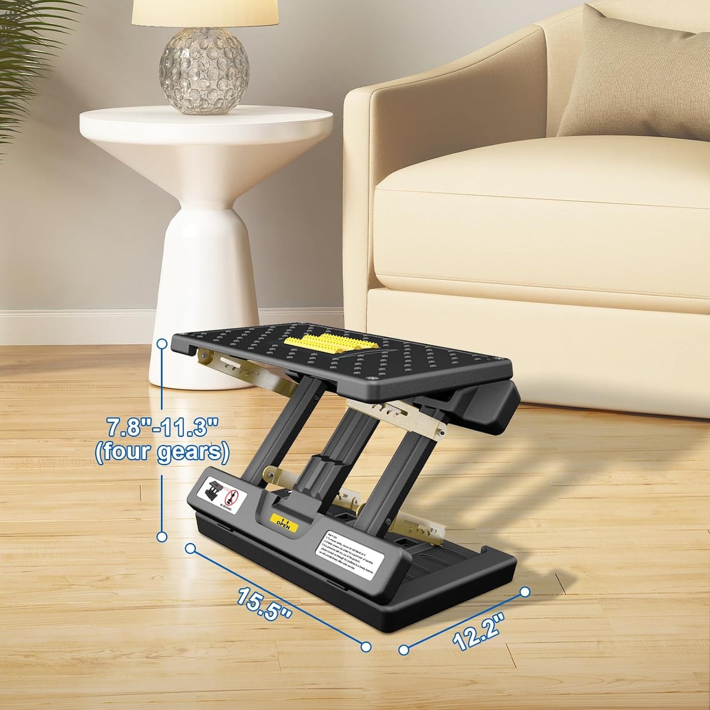 Foldable Foot Rest, Computer Foot Rest Under Desk, 12Modes Adjustable Ergonomic for Office, Loading Capacity 80 pounds, Removable EVA Cushion, All-Season(Black)