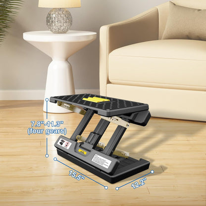 Foldable Foot Rest, Computer Foot Rest Under Desk, 12Modes Adjustable Ergonomic for Office, Loading Capacity 80 pounds, Removable EVA Cushion, All-Season(Black)