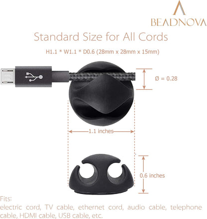 BEADNOVA Cord Organizer Cable Organizer Cable Clips Cord Holder for Desk Management Wire Holder Clips for Computer Desk (Black, 4 pcs)