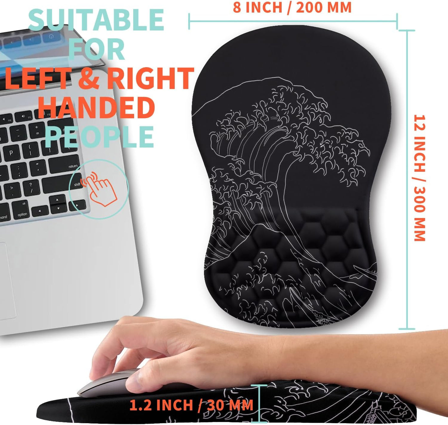 Ergonomic Mouse Pad Wrist Support with Memory Foam Massage Bulge, Carpal Tunnel Pain Relief Mousepad Wrist Rest for Mouse(12x8 inch, Silver Gray Light Purple)