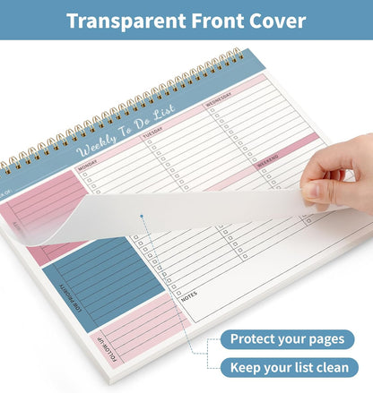 104 Pgs Weekly To Do List Notepad, 52 Duplex-Printed Undated Sheets 100 GSM（8.5"×11") Weekly Desk Planner For Work Home School Office Desk Accessories Supplies & Goal Setting Tasks - Green