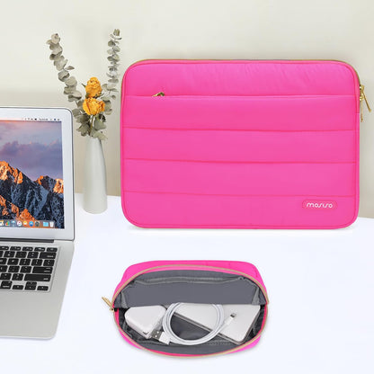 MOSISO Laptop Case 13.3 inch,13-13.3 inch Puffy Laptop Sleeve Compatible with MacBook Neo/Air 13.6 M5 M4 M3 M2 M1/Pro 13/14,HP Dell ASUS Lenovo,Polyester Horizontal Bag with Small Case, Sand