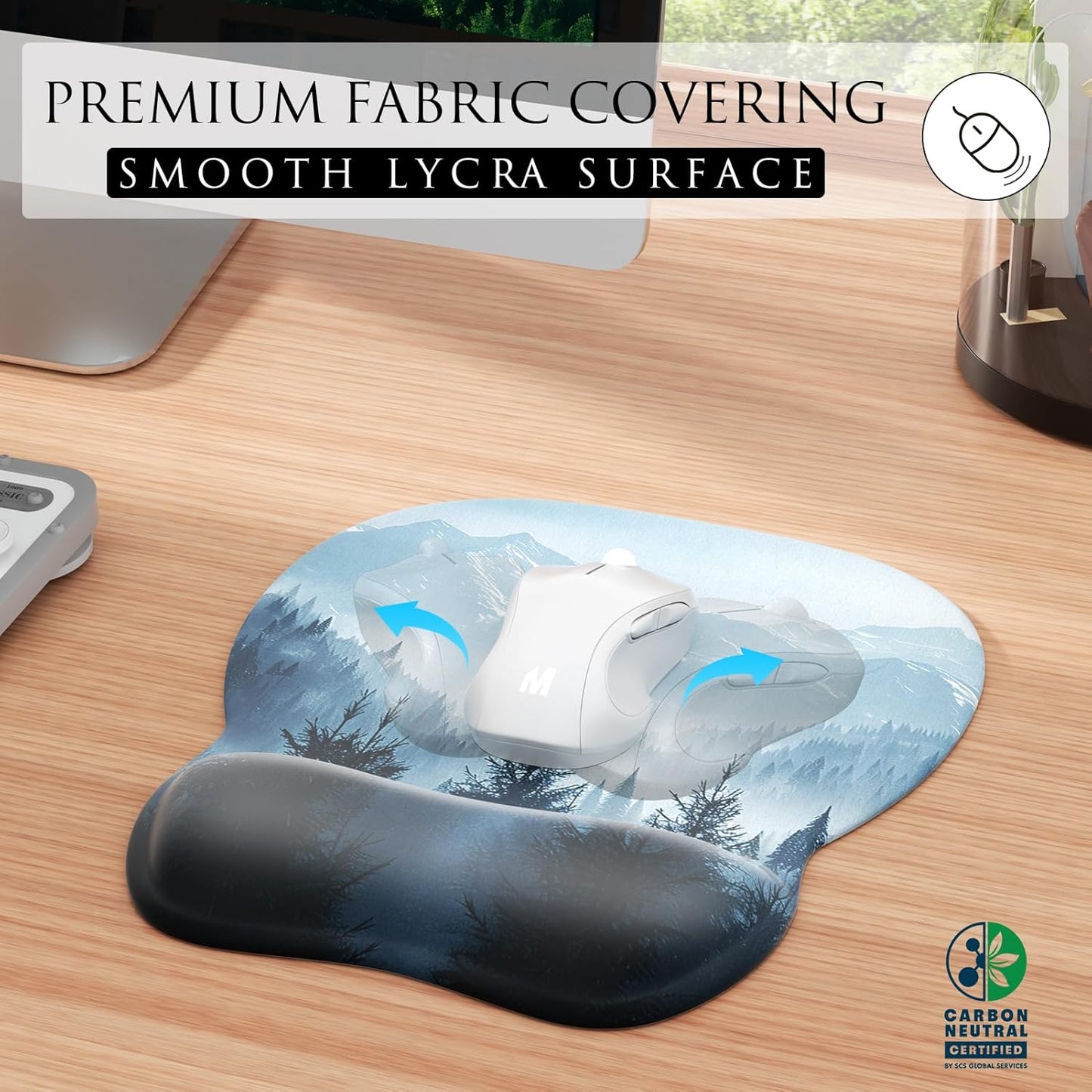 MROCO Ergonomic Mouse Pad with Gel Wrist Rest, Smooth Wrist Support Surface, Non-Slip PU Base for Pain Relief, Comfortable Mousepad for Computer, Laptop, Office & Home, 9.4 x 8.1 in, Black