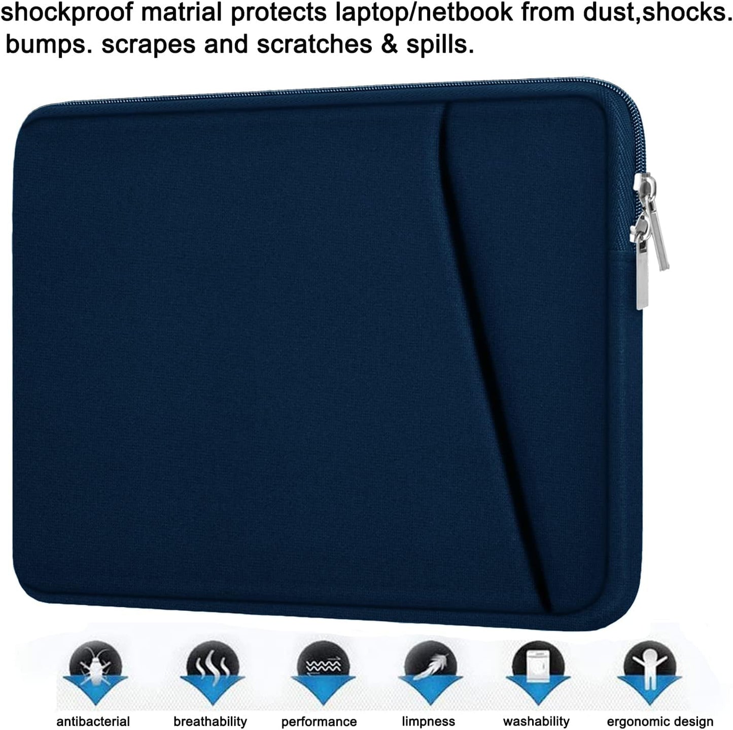 Laptop Sleeve, Durable Briefcase Shockproof Protective Case, Handbags Portable Laptop Bag for 15.6 inch HP Dell Asus Lenovo Notebook Computer with Front Pocket, Black