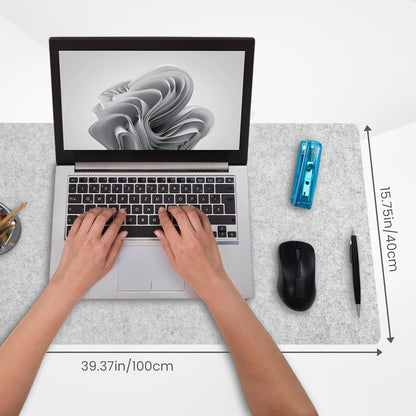 DAWNTREES Large Felt Desk Mat, 40''x16'' Full Keyboard and Mouse Pad for Office and Home, Computer Desk Mat for Desktop, Non-Slip Felt Desk Pad Protector