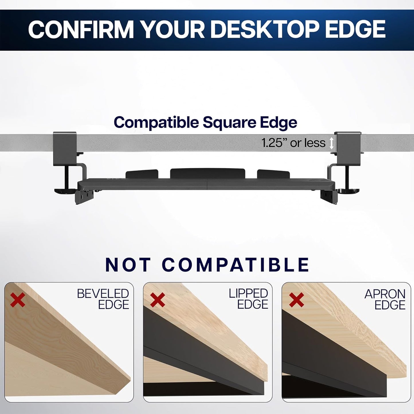 VIVO Large Keyboard Tray Under Desk Pull Out with Extra Sturdy C Clamp Mount System, 27 (33 Including Clamps) x 11 Inch Slide-Out Platform Computer Drawer for Typing, Black, MOUNT-KB05E
