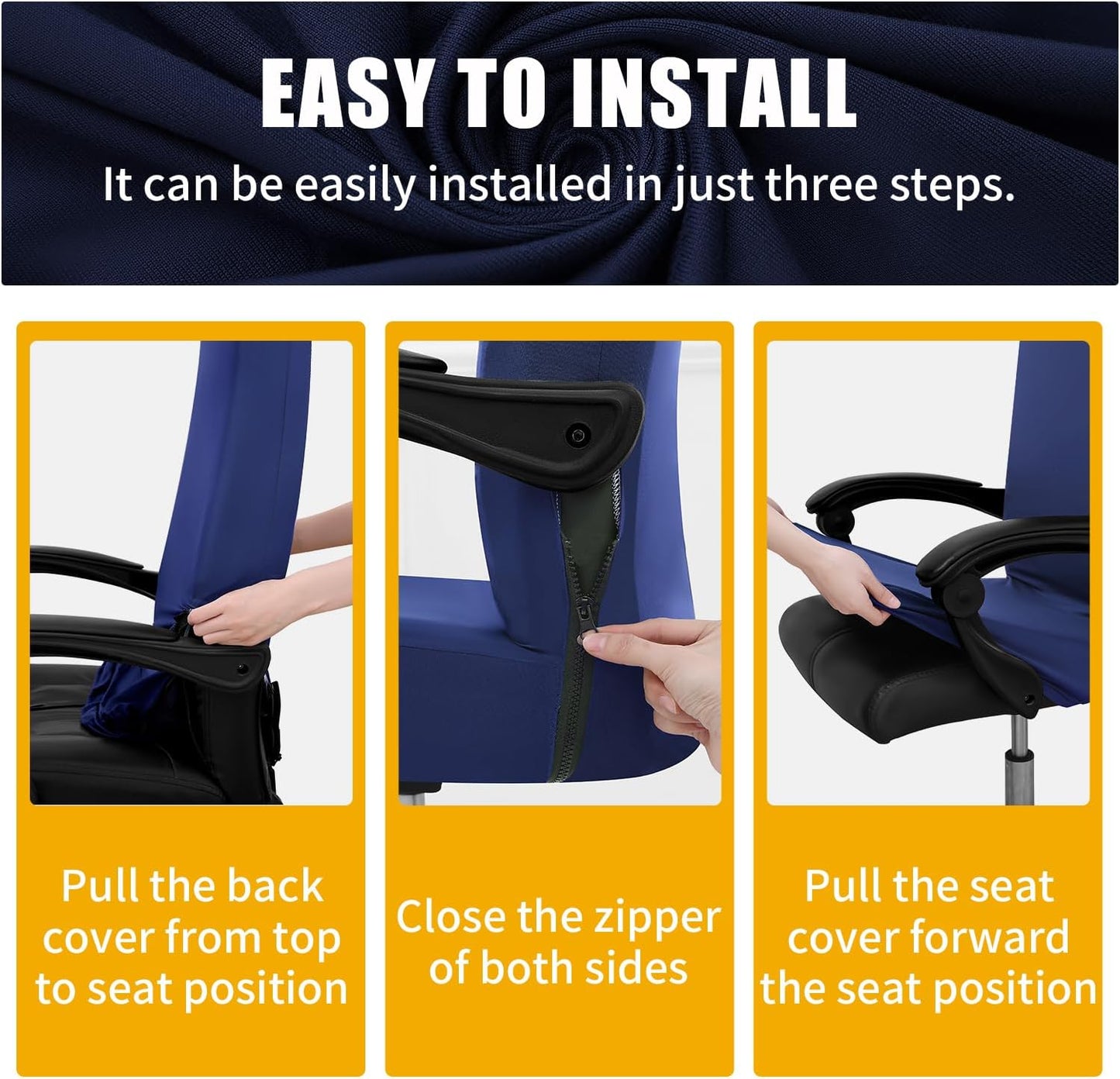 Smiry Stretch Printed Office Chair Armrest Covers, 2 Pcs Soft Fit Removable Washable Computer Desk Chair Arm Covers Protector, Black