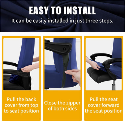 Smiry Stretch Printed Office Chair Armrest Covers, 2 Pcs Soft Fit Removable Washable Computer Desk Chair Arm Covers Protector, Black