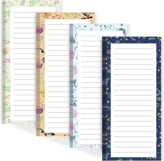 Joyberg Magnetic Notepads for Refrigerator - Flower Design, 50 Sheets Per Pad, 4 Pack Memo Pads for Grocery Lists and To-Dos