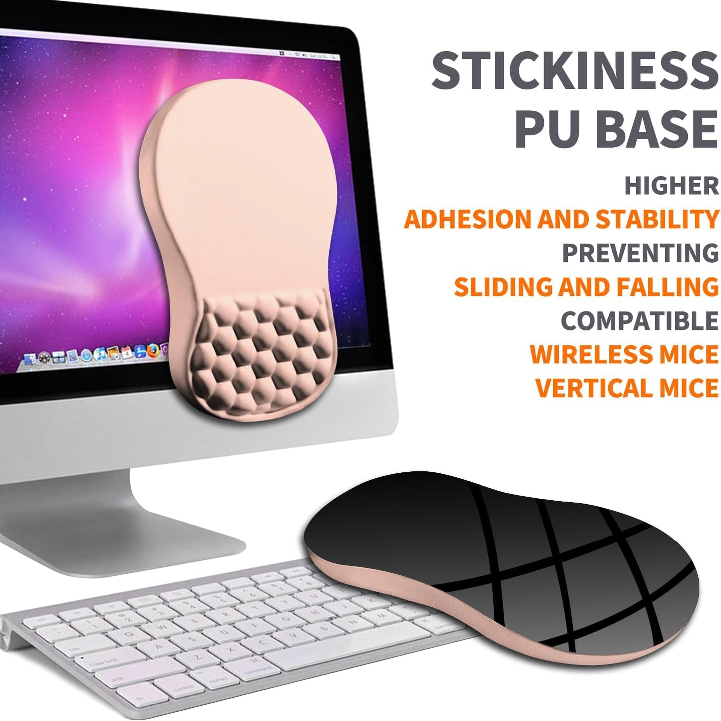 Ergonomic Joint Wrist Support Mouse Pad with Memory Foam Cushion Massage Bump, Carpal Tunnel Pain Relief Mousepad Slope Design for Wrist Rest, 11.8x7.9 in, Black