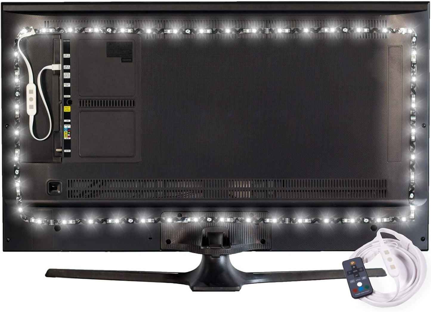 Luminoodle Color Bias Lighting, USB TV and Monitor Backlight LED Strip Lights Kit with Dimmer, Remote - 6.6 ft for 24" to 60" TV - Medium