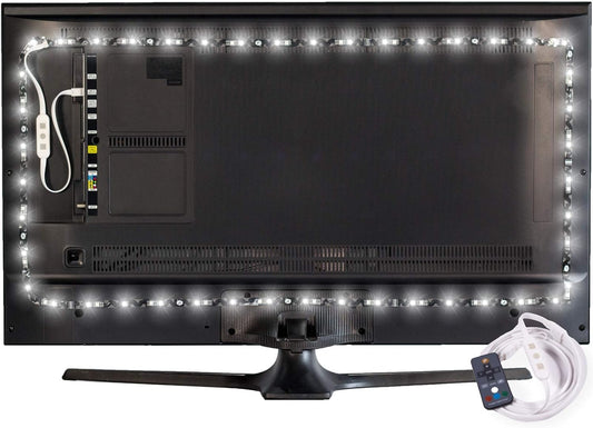 Luminoodle Color Bias Lighting, USB TV and Monitor Backlight LED Strip Lights Kit with Dimmer, Remote - 6.6 ft for 24" to 60" TV - Medium