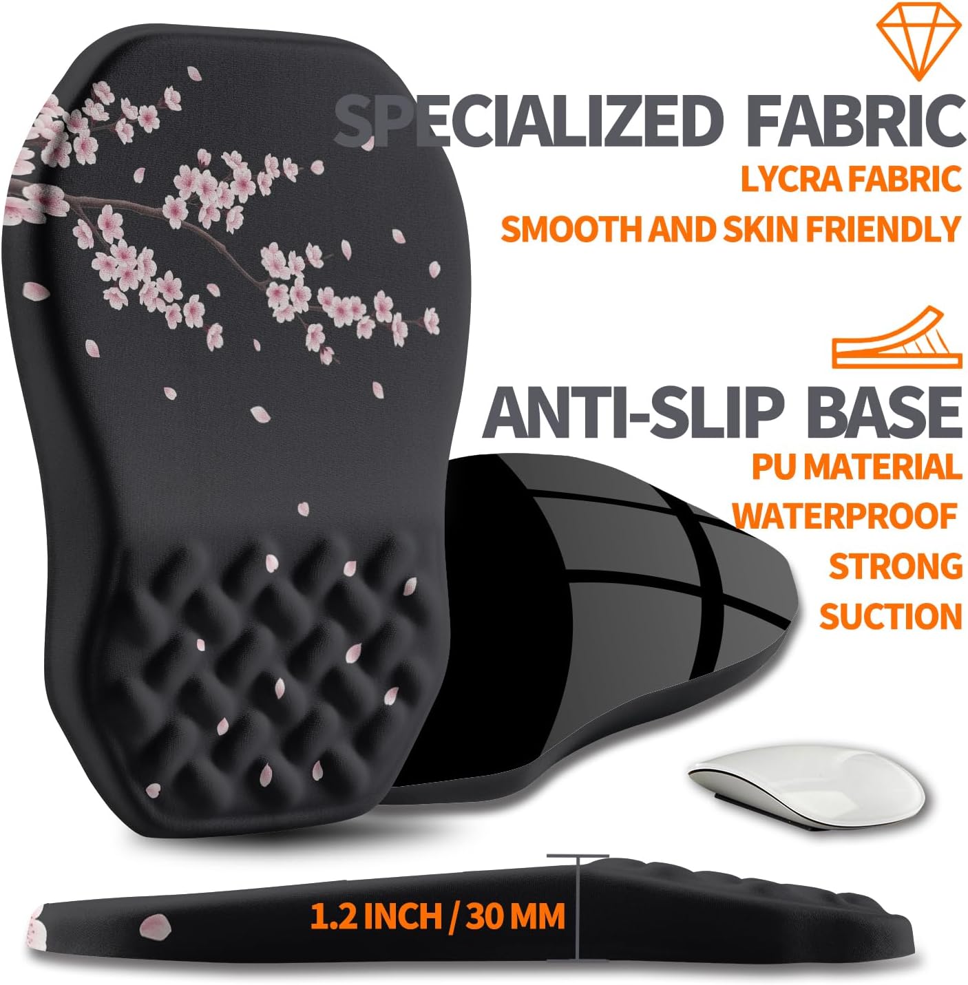 Ergonomic Slope Mouse Pad Wrist Support, Wrist Rest Mousepad for Carpal Tunnel Pain Relief with Massage Bulge and Slow Rebound Memory Foam (12x8 inch, Black)