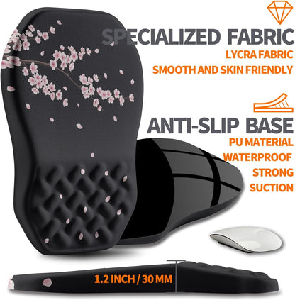 Ergonomic Slope Mouse Pad Wrist Support, Wrist Rest Mousepad for Carpal Tunnel Pain Relief with Massage Bulge and Slow Rebound Memory Foam (12x8 inch, Black)