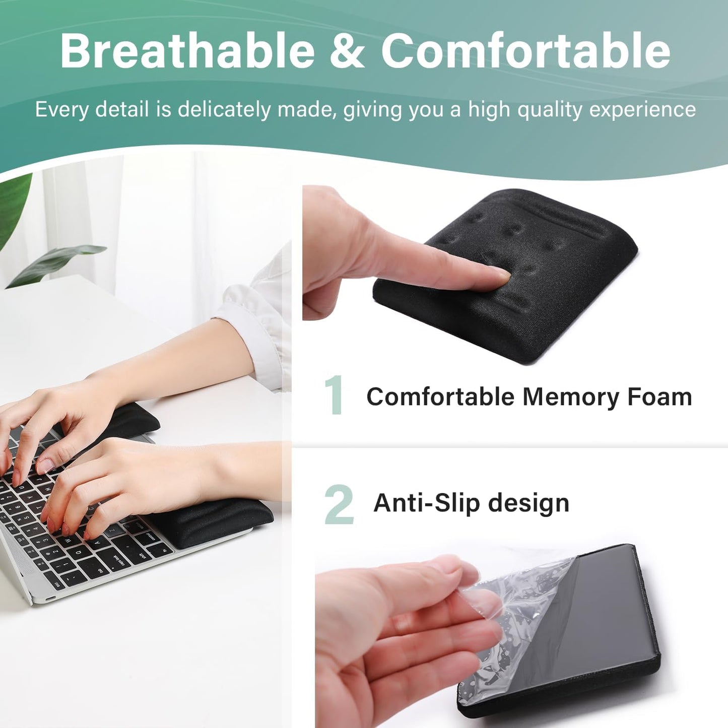 L-Shaped Desk EdgeRest, 2-Piece Set, Plam & Wrist & Forearm & Elbow Comfort Support for Table or Desk Edge, Non-Slip, Memory Foam Padding, Ergonomic Design, Separate Design (11.8 * 3.9 inch)