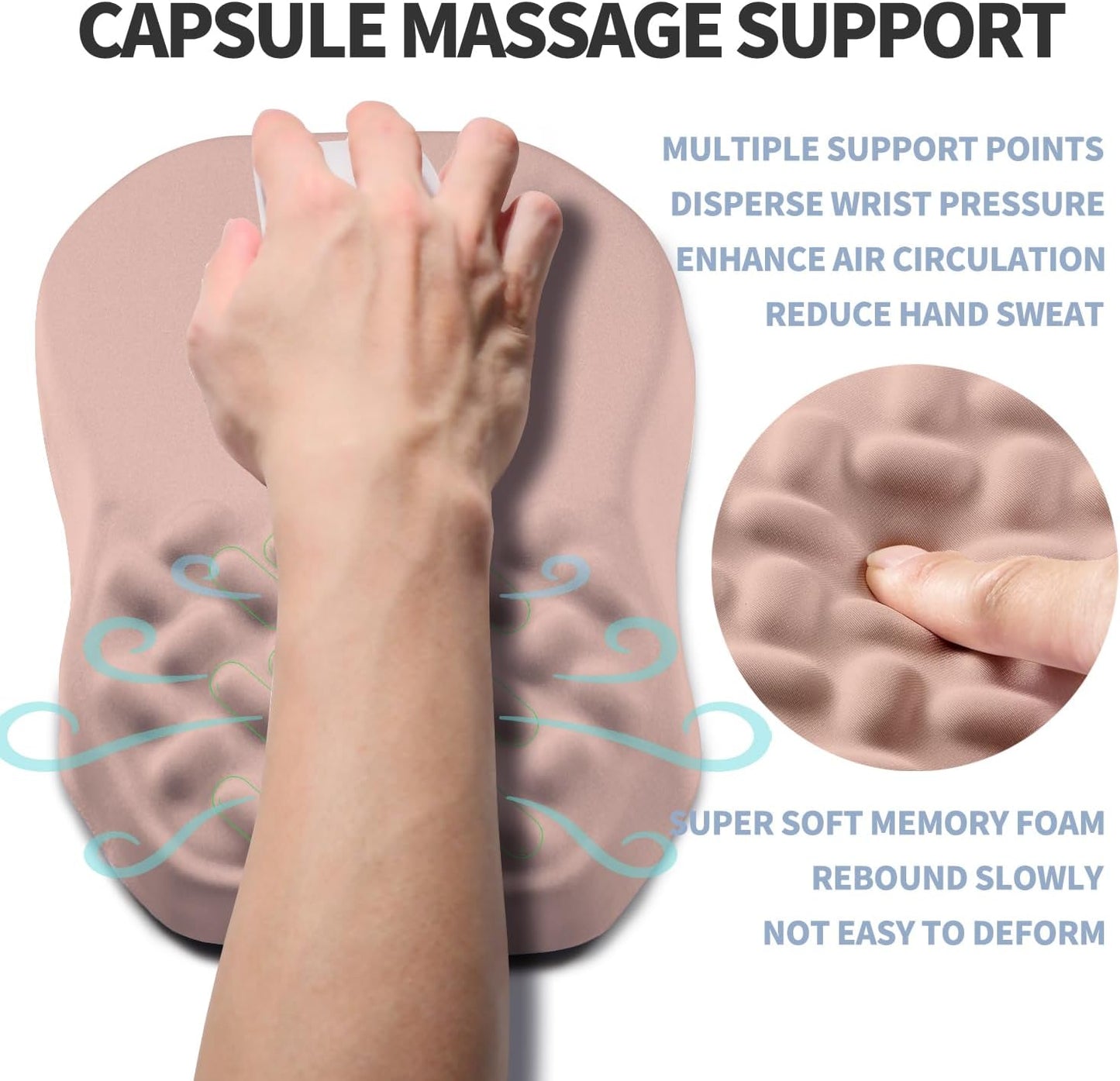 Ergonomic Raised Mouse Pad Wrist Support with Bilateral Slope Memory Foam Mousepad for Wrist Rest and Carpal Tunnel Pain Relief 11.8x7.9〃 Black