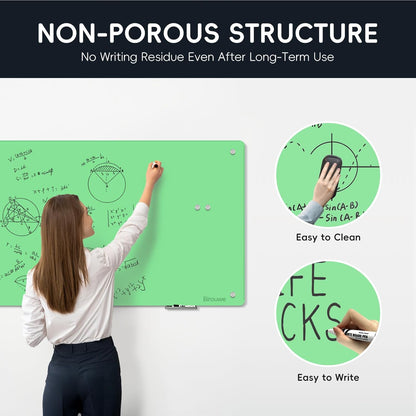 Magnetic Glass Whiteboard - Glass Dry Erase Board 48"x36" Large Frameless Board for Walls Office School and Home