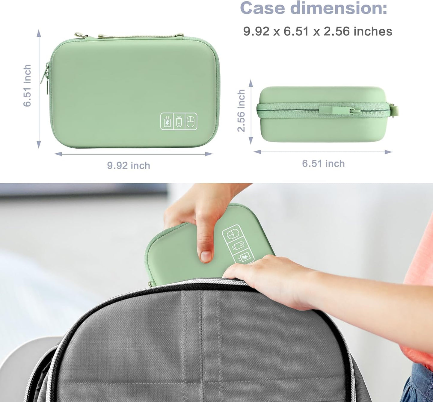 MOSISO Electronic Organizer Travel Case Compatible with MacBook Power Adapter, Compatible with Magic Mouse & Pencil, SD Card, USB Flash Disk with 4 Modular Insert & 2 Cable Tie & Snap Hook, Black