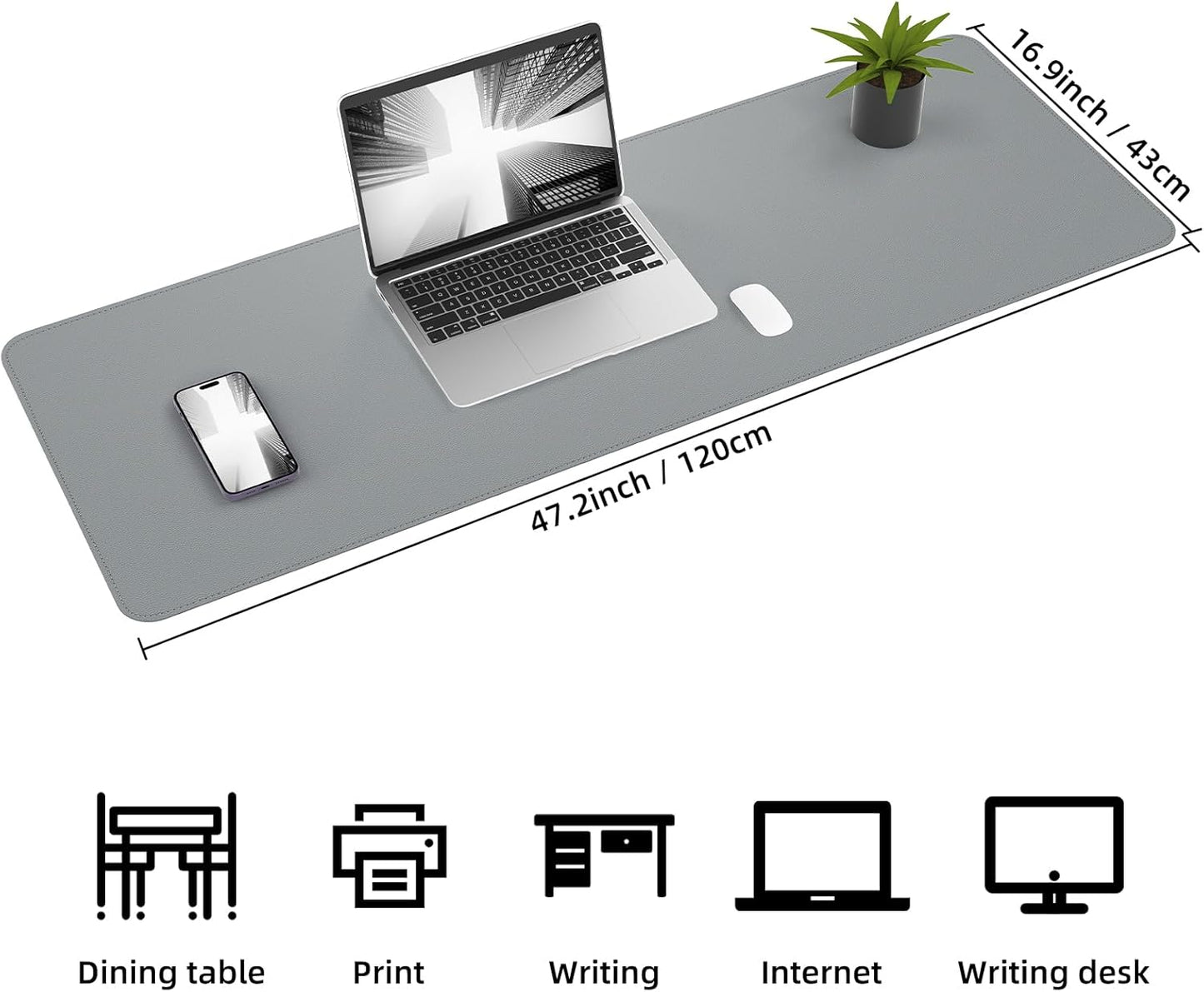 AFIING Large Desk Mat 47" x 17", Dual-Sided Natural Cork & PU Leather Desk Pad, Non-Slip Waterproof Mouse Pad for Office, Home & Gaming, Black