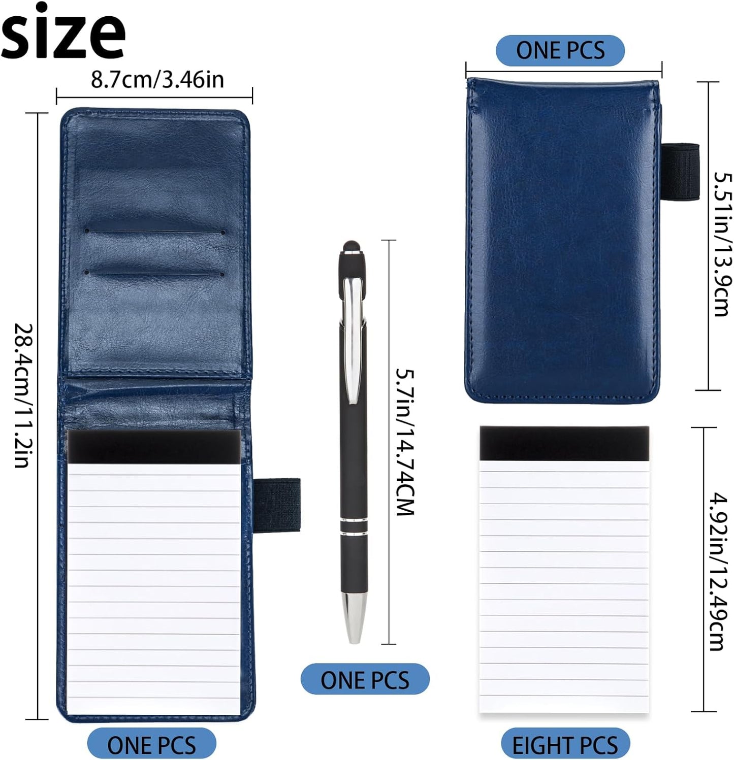 Camelmother 10 Pieces Small Notepad Holder Set Pocket Notebook 3 x 5 Inch with Pen